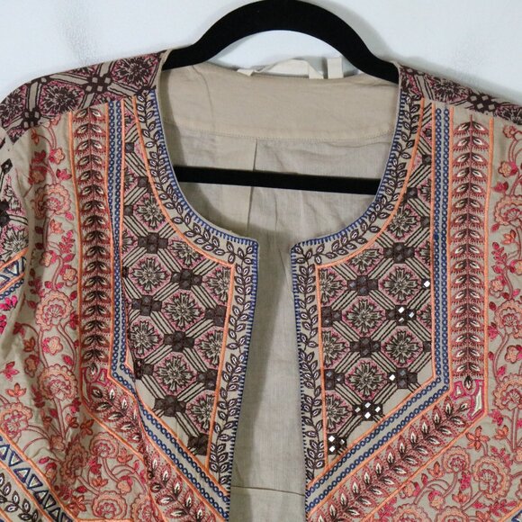 Soft Surroundings Livia Bolero Beaded Embroidered Cropped Jacket L Boho Gypsy - Picture 2 of 6